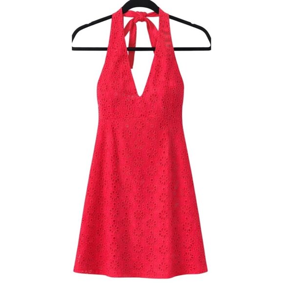 Free People Trevi Eyelet Mini Dress Red Size Medium - Picture 4 of 16